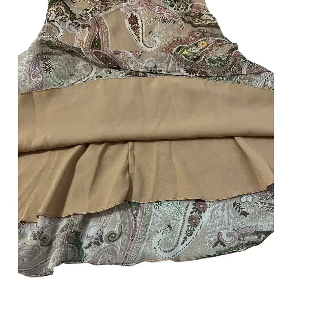 Avantlook Keyhole Back Dress Womens Small Beige Pink Fairy Flowy Wimsigoth Sheer